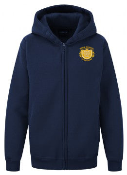 Navy Cotton Rich Zip-Up Hoodie - Left Chest Embroidered