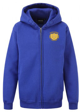 Royal Blue Cotton Rich Zip-Up Hoodie - Left Chest Embroidered