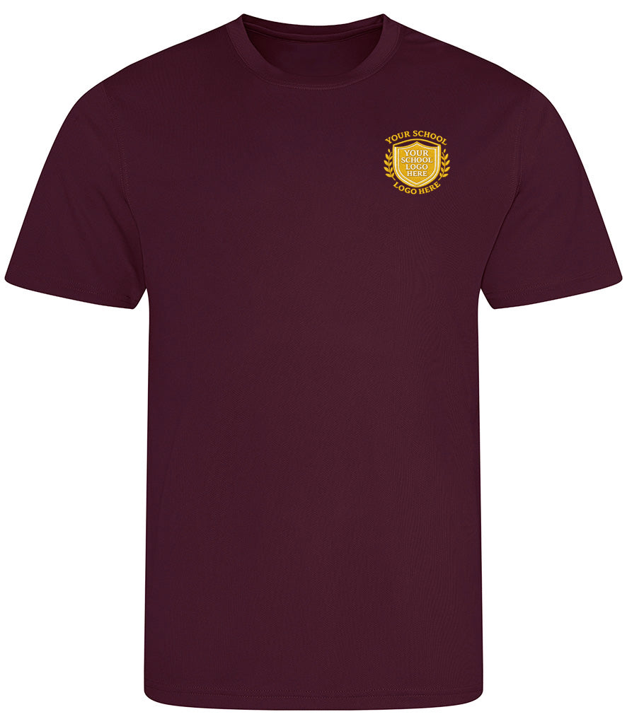 Burgundy Breathable T-Shirt - Left Chest Embroidered