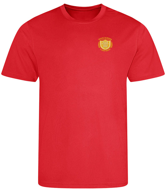 Fire Red Breathable T-Shirt - Left Chest Embroidered