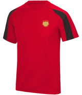 Fire Red/Jet Black Breathable Contrast T-Shirt - Left Chest Embroidered
