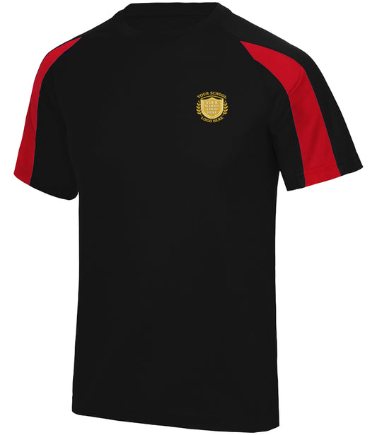 Jet Black/Fire Red Breathable Contrast T-Shirt - Left Chest Embroidered