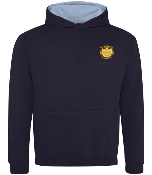New French Navy/Sky Blue Children's Varsity Hoodie - Back and Left Chest Print