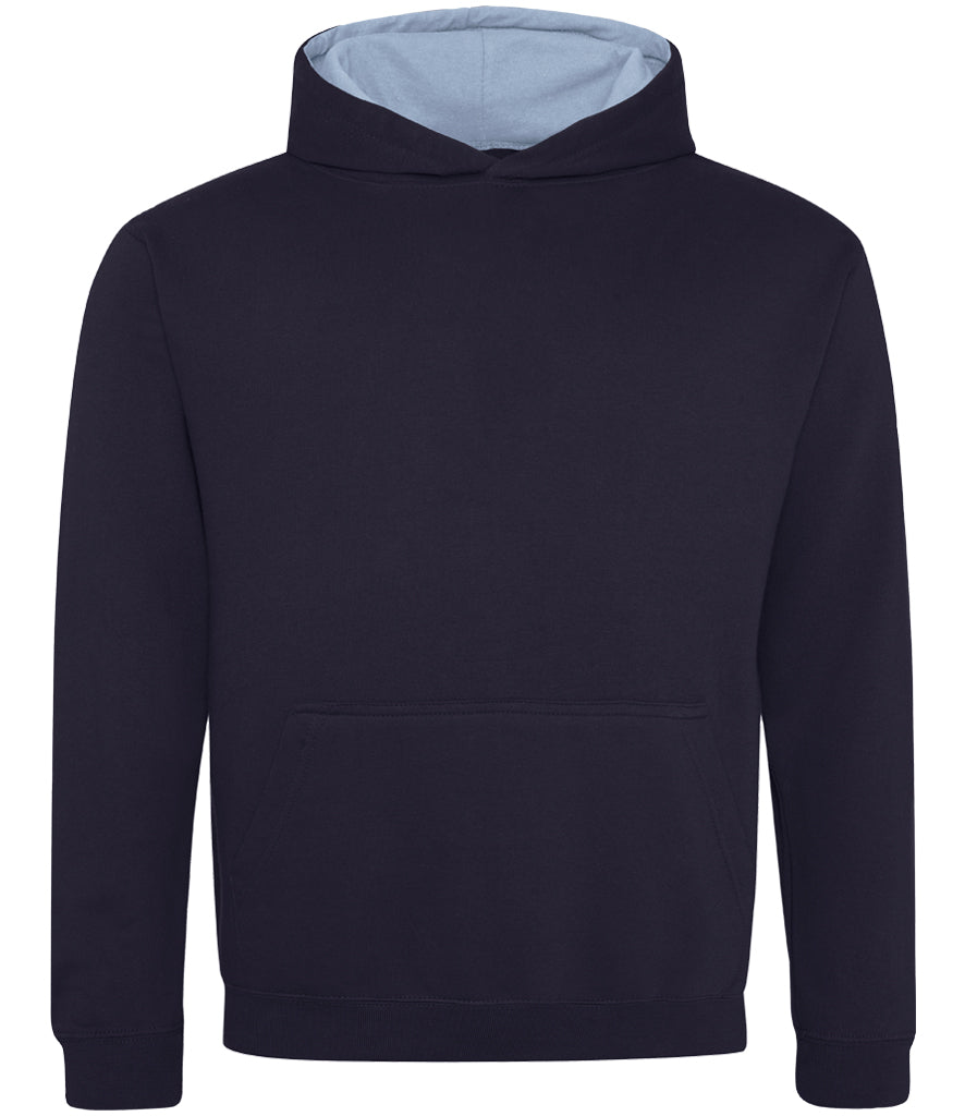 New French Navy/Sky Blue Children's Varsity Hoodie - Back and Left Chest Print