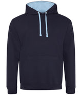New French Navy/Sky Blue Varsity Hoodie - Back and Left Chest Print
