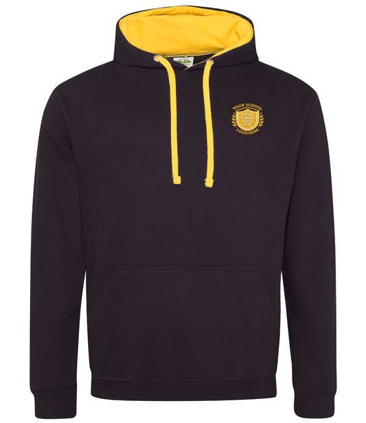 Jet Black/Gold Varsity Hoodie - Left Chest Embroidered