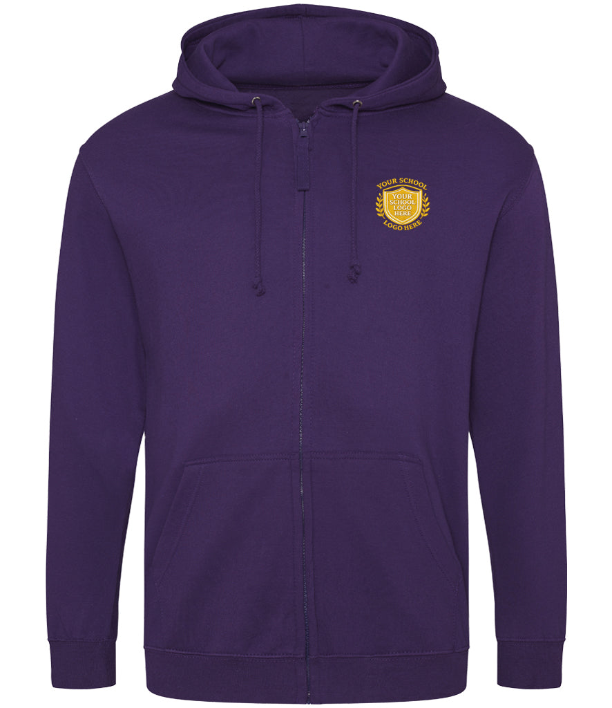 Purple Zip-Up Hoodie - Left Chest Embroidered (Talbot School)