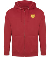 Fire Red Zip-Up Hoodie - Left Chest Embroidered
