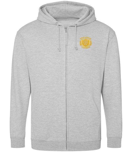 Heather Grey Zip-Up Hoodie - Left Chest Embroidered