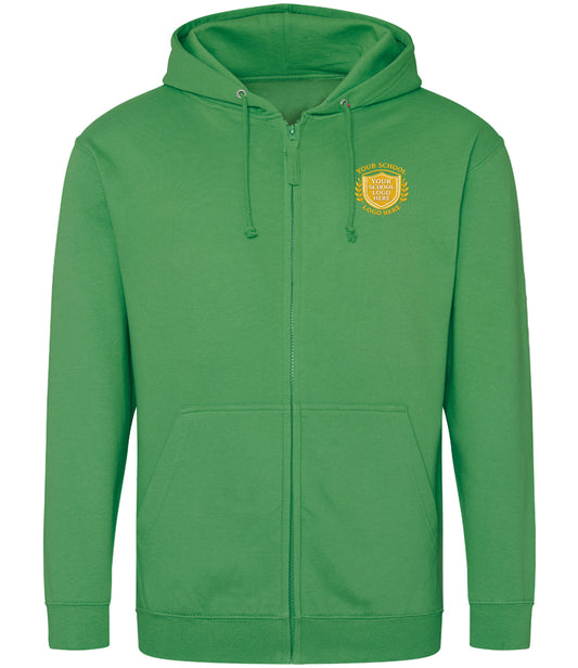 Kelly Green Zip-Up Hoodie - Left Chest Embroidered