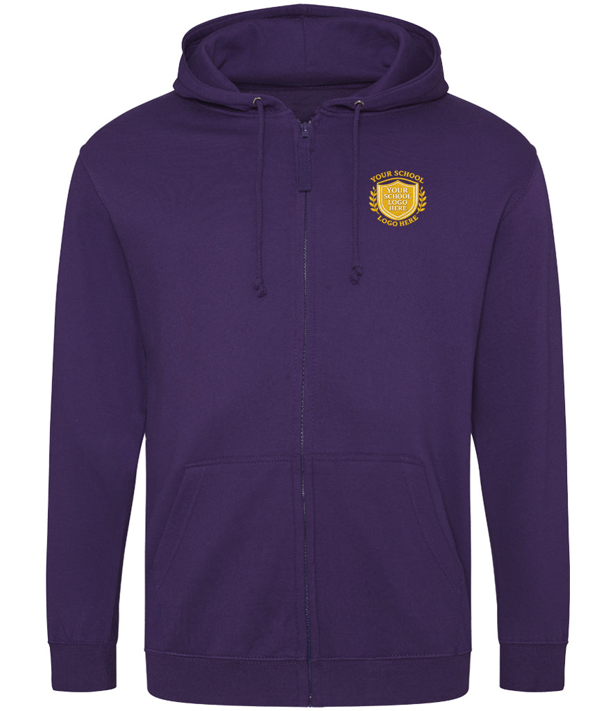 Purple Zip-Up Hoodie - Left Chest Embroidered