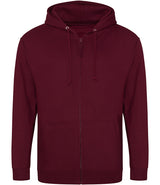 Burgundy Zip-Up Hoodie - Left Chest Embroidered
