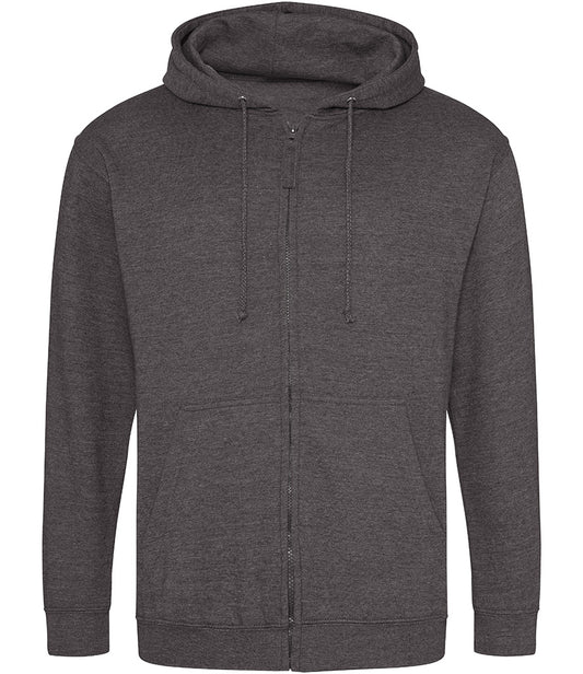 Charcoal Grey Zip-Up Hoodie - Left Chest Embroidered