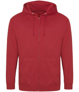 Fire Red Zip-Up Hoodie - Left Chest Embroidered
