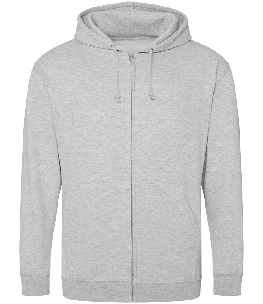 Heather Grey Zip-Up Hoodie - Left Chest Embroidered