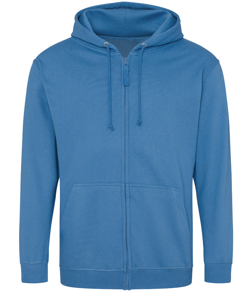 Sapphire Blue Zip-Up Hoodie - Left Chest Embroidered
