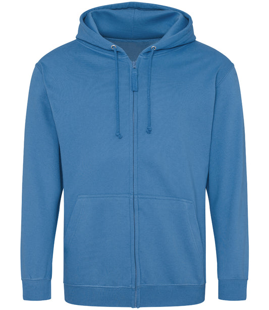Sapphire Blue Zip-Up Hoodie - Left Chest Embroidered