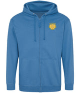 Sapphire Blue Zip-Up Hoodie - Left Chest Embroidered
