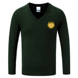 Bottle Green Cotton Blend Knitted Sweater - Left Chest Embroidered
