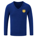 Royal Blue 100% Cotton Knitted Sweater - Left Chest Embroidered
