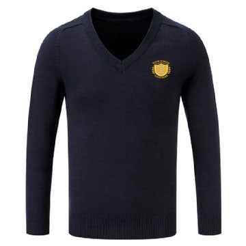 Navy Cotton Blend Knitted Sweater - Left Chest Embroidered