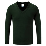 Bottle Green Cotton Blend Knitted Sweater - Left Chest Embroidered

