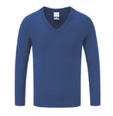Light Royal Cotton Blend Knitted Sweater - Left Chest Embroidered
