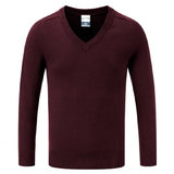 Maroon Cotton Blend Knitted Sweater - Left Chest Embroidered
