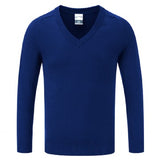 Royal Blue Cotton Blend Knitted Sweater - Left Chest Embroidered
