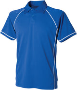 Royal/White Performance Piped Polo Shirt - Left Chest Embroidered
