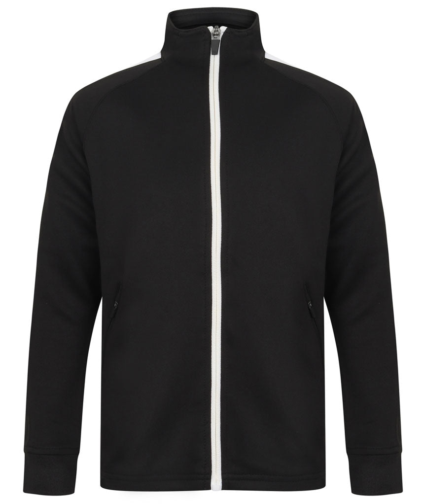 Black/White Full Zip Tracksuit Top - Left Chest Embroidered