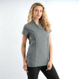 Charcoal Grey Ladies Asymmetrical Zip Tunic - Right Chest Print (Staffwear)

