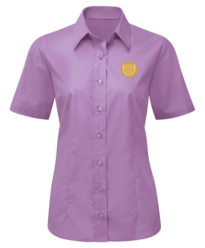 Lilac Ladies Easy-Care Short Sleeve Shirt - Left Chest Embroidered