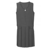 Grey Zip Front Pleated Pinafore Dress
