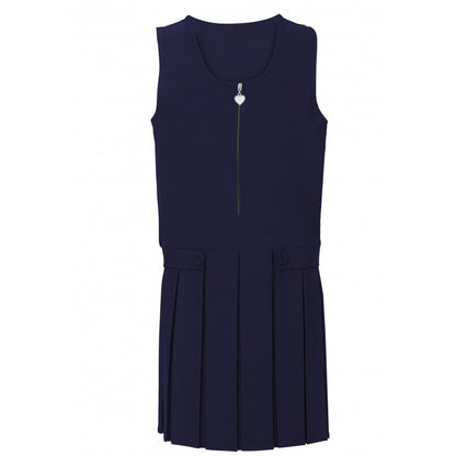 Zip Front Pleated Pinafore Dress