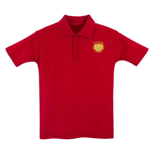 Red Polo Shirt - Back and Left Chest Print
