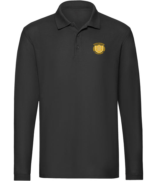 Black Long Sleeve Polo Shirt - Left Chest Embroidered
