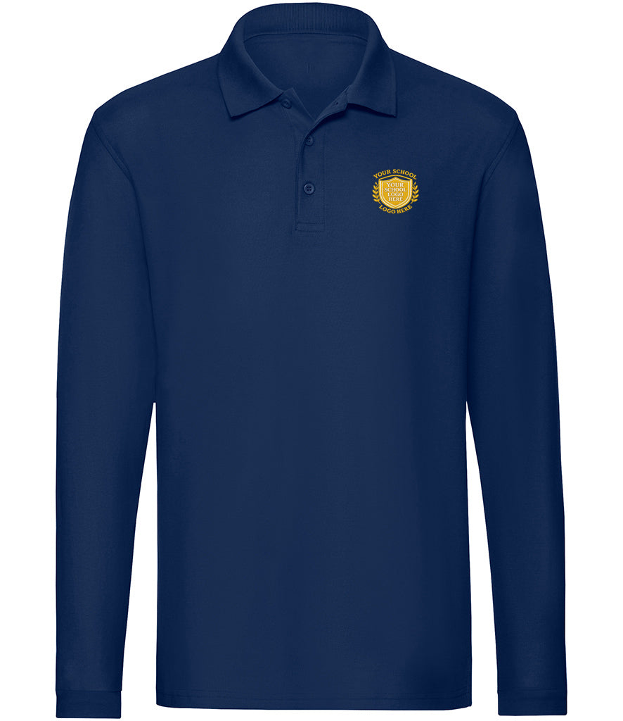 Navy Long Sleeve Polo Shirt - Left Chest Embroidered