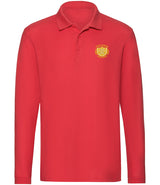 Red Fruit of the Loom long sleeve polo - Left Chest Embroidered
