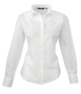 White Ladies Long Sleeve Poplin Shirt - Left Chest Embroidered (Staffwear)
