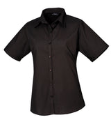 Black Ladies Short Sleeve Blouse - Left Chest Embroidered (Staffwear)
