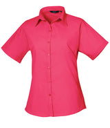 Hot Pink Ladies Short Sleeve Blouse - Left Chest Embroidered (Staffwear)
