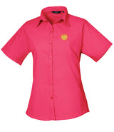 Hot Pink Ladies Short Sleeve Blouse - Left Chest Embroidered (Staffwear)
