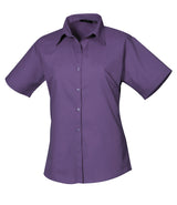Purple Ladies Short Sleeve Blouse - Left Chest Embroidered (Staffwear)

