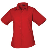 Red Ladies Short Sleeve Blouse - Left Chest Embroidered (Staffwear)
