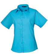 Turquoise Ladies Short Sleeve Blouse - Left Chest Embroidered (Staffwear)
