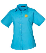 Turquoise Ladies Short Sleeve Blouse - Left Chest Embroidered (Staffwear)
