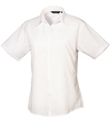 White Ladies Short Sleeve Blouse - Left Chest Embroidered (Staffwear)

