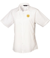 White Ladies Short Sleeve Blouse - Left Chest Embroidered (Staffwear)
