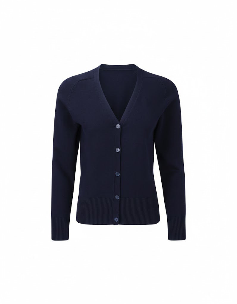 Navy Girls' 100% Cotton Knitted Cardigan - Left Chest Embroidered